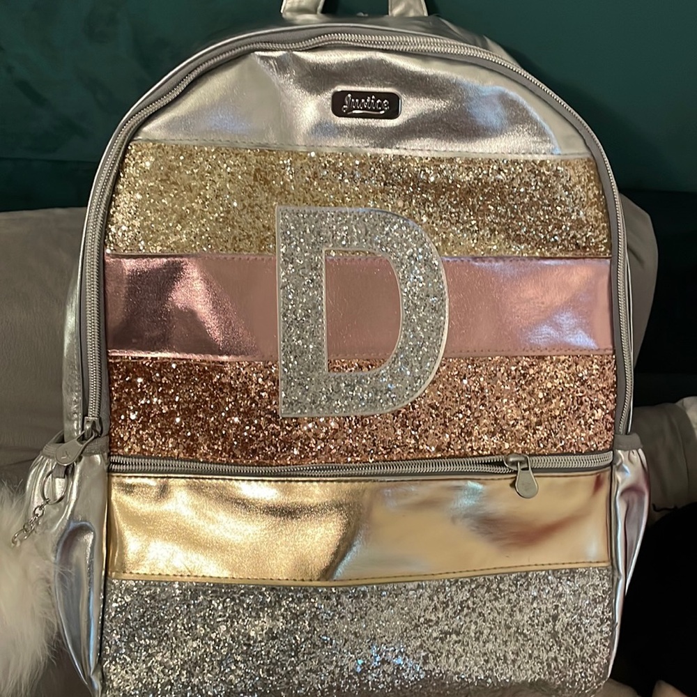 D glittery justice backpack